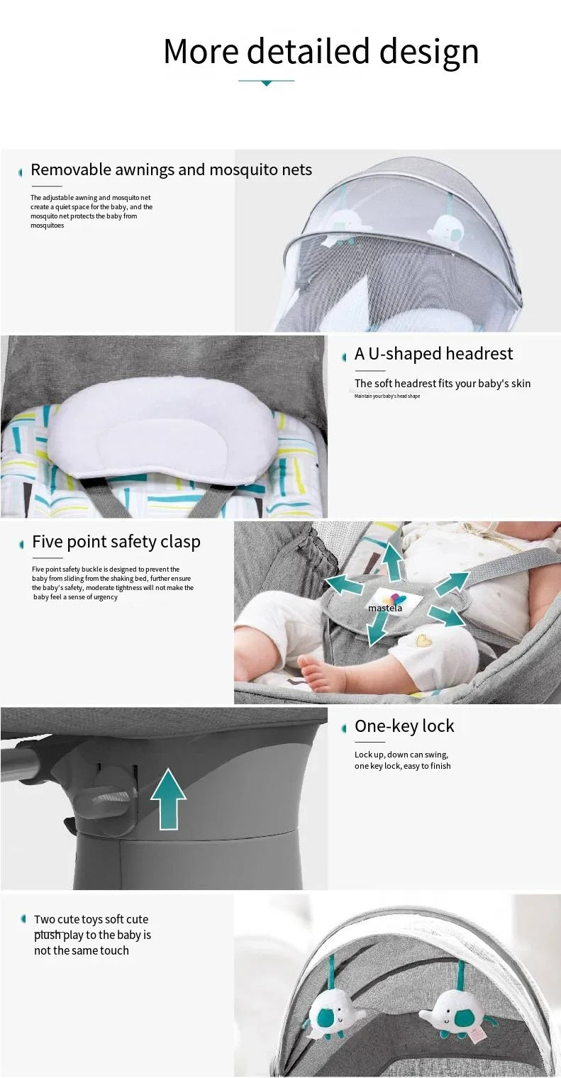 Chaise balançoire électrique multifonction 3 en 1 pour bébé