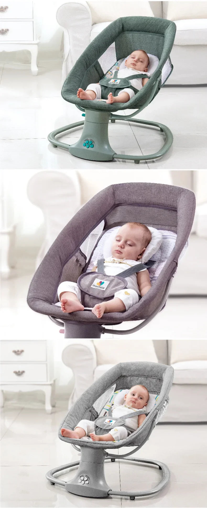 Chaise balançoire électrique multifonction 3 en 1 pour bébé