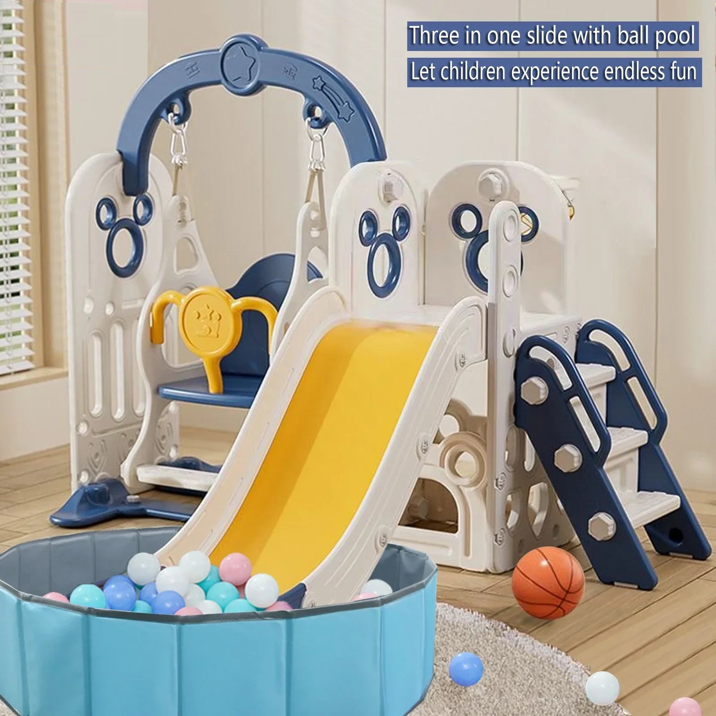 Chaise balançoire pour bébé - 3IN1 Blue slide