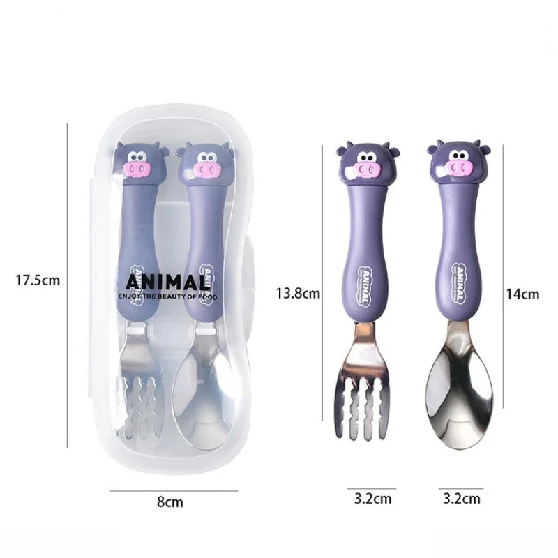 Ensemble cuillère et fourchette à dessert pour enfant