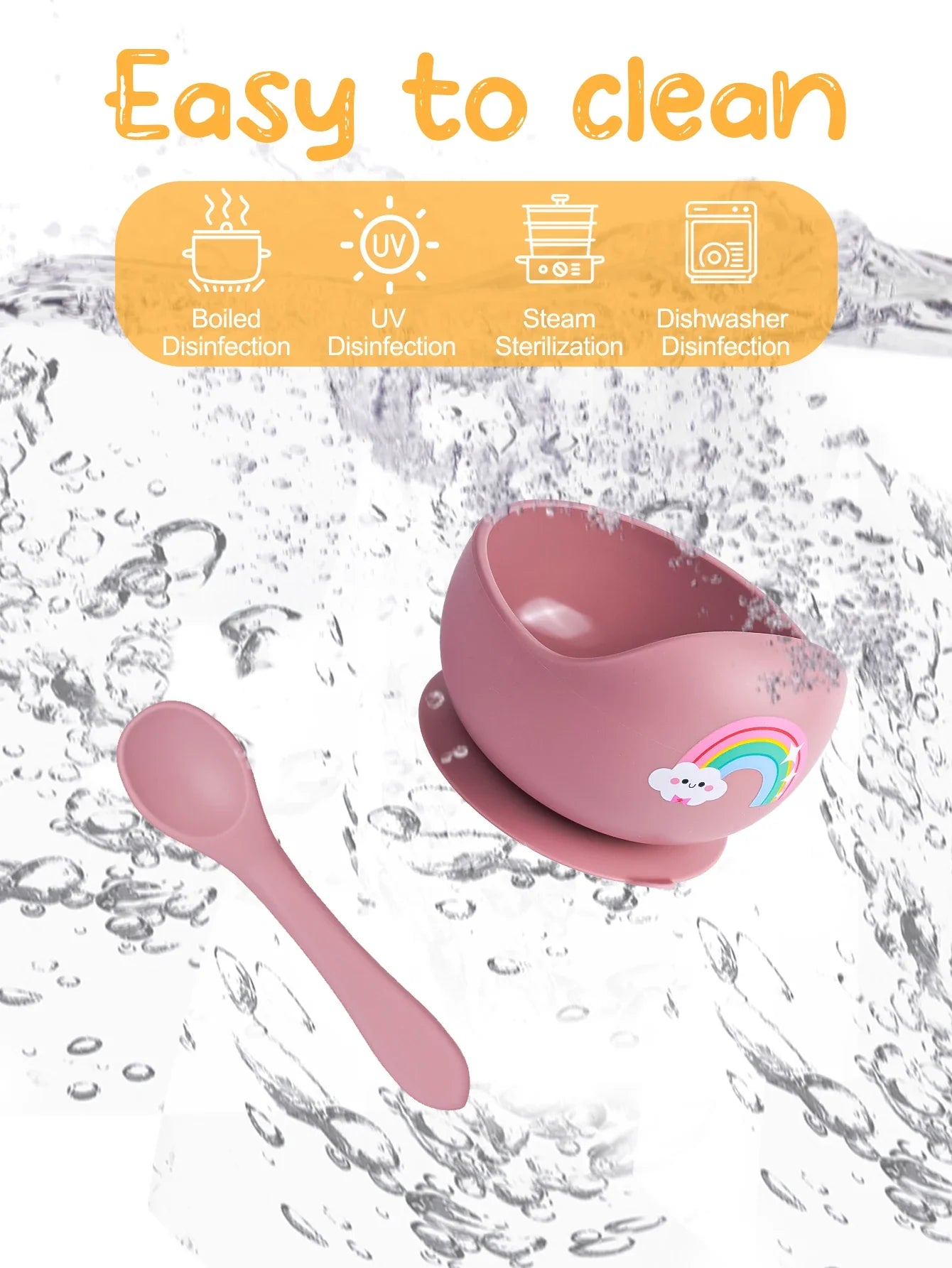 Bol et cuillère d’alimentation en silicone pour bébé