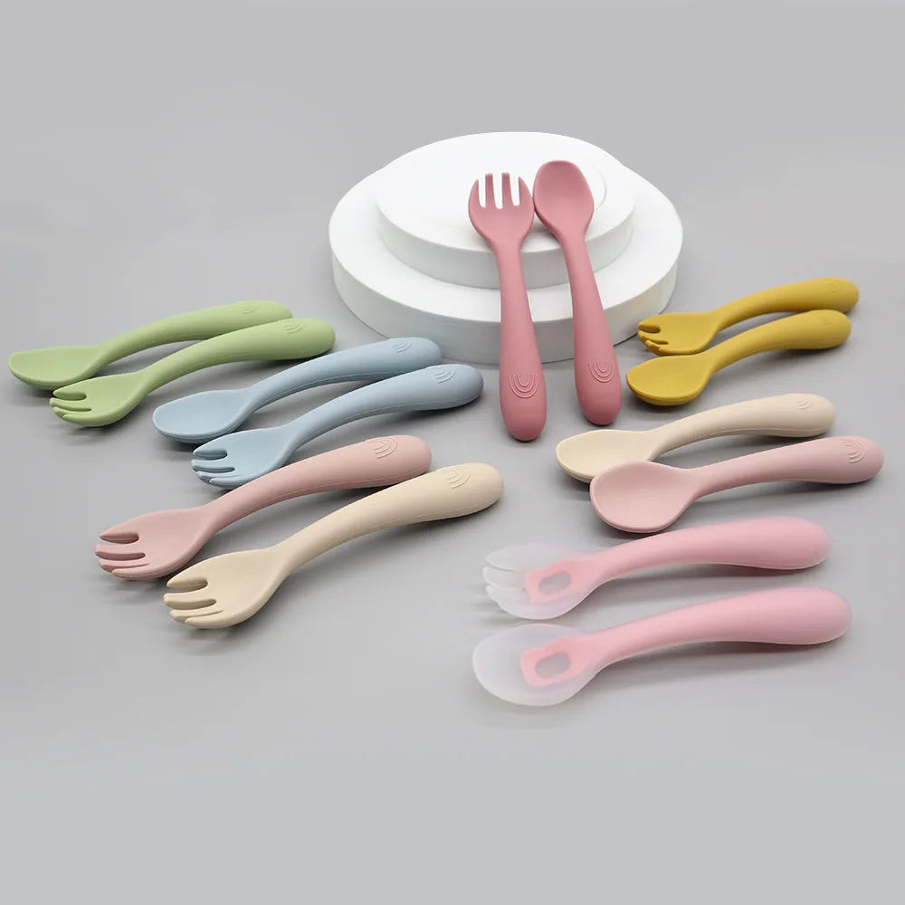 Couverts d’alimentation en silicone pour bébé