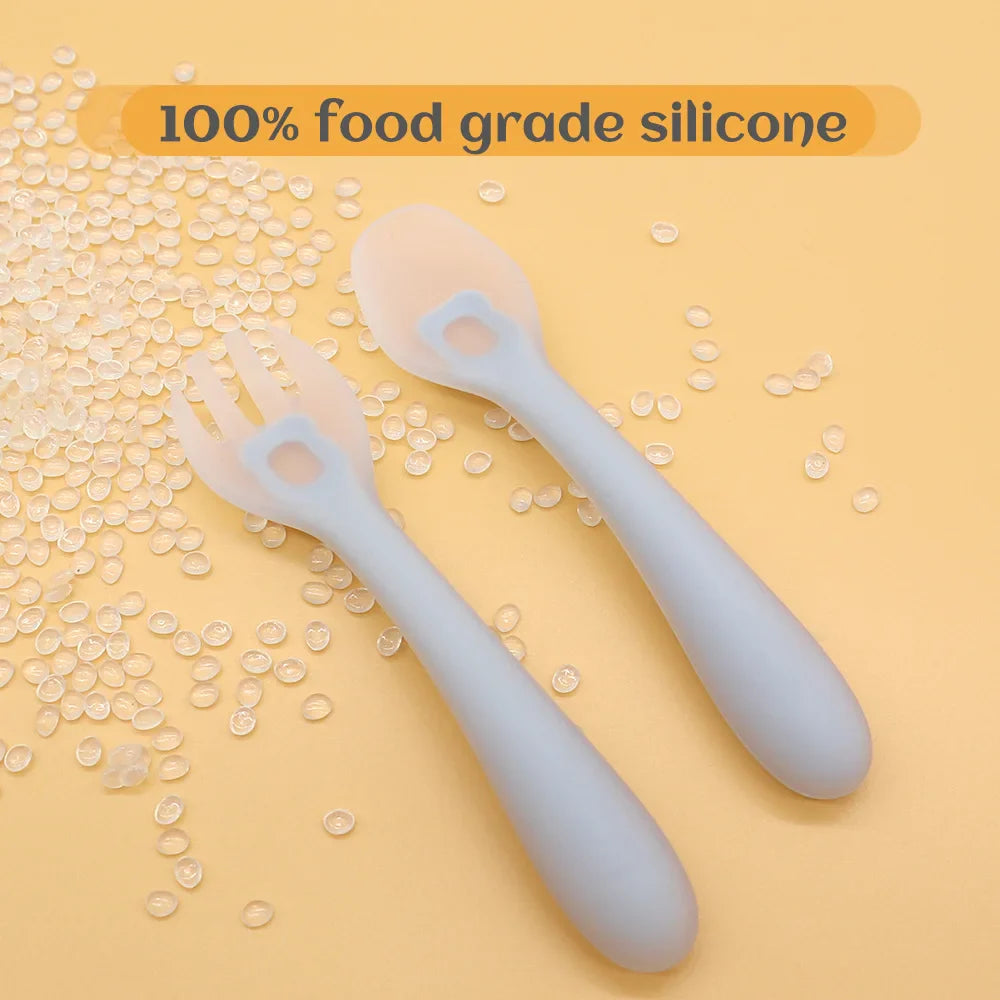 Couverts d’alimentation en silicone pour bébé