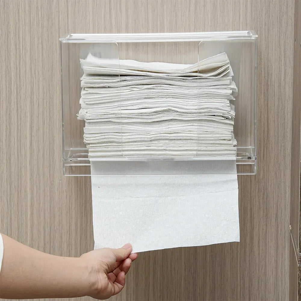 Distributeur de lingettes mural en acrylique avec couvercle