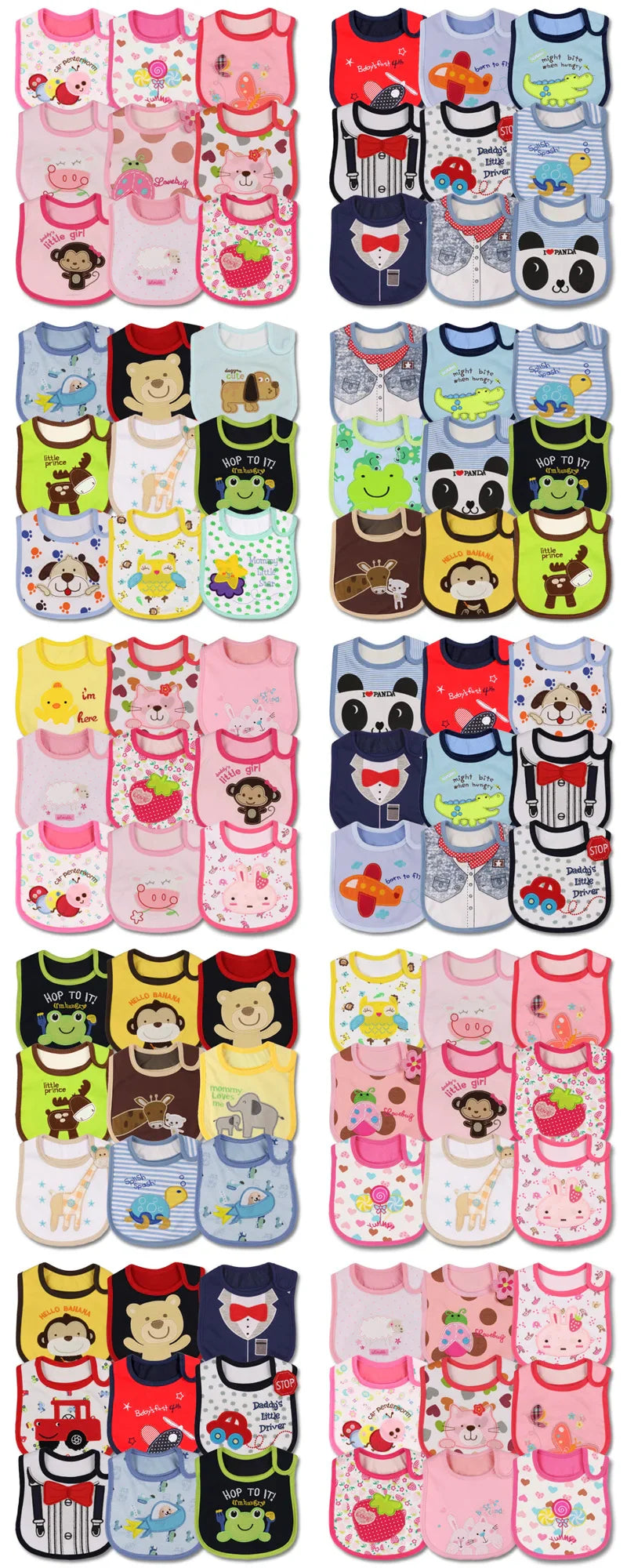 Ensemble de 9 bavoirs bébé imperméables